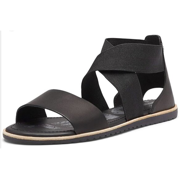 Sorel Shoes - SOREL Ella Leather Slip On Cross Over Strap Sandals in Black - Size 7